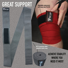 Load image into Gallery viewer, 80" Knee Wraps Set. Ideal for Weightlifting, Bodybuilding, Cross Fit, Lifting and Gym Workouts