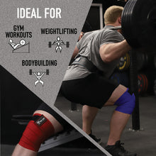 Load image into Gallery viewer, 80" Knee Wraps Set. Ideal for Weightlifting, Bodybuilding, Cross Fit, Lifting and Gym Workouts