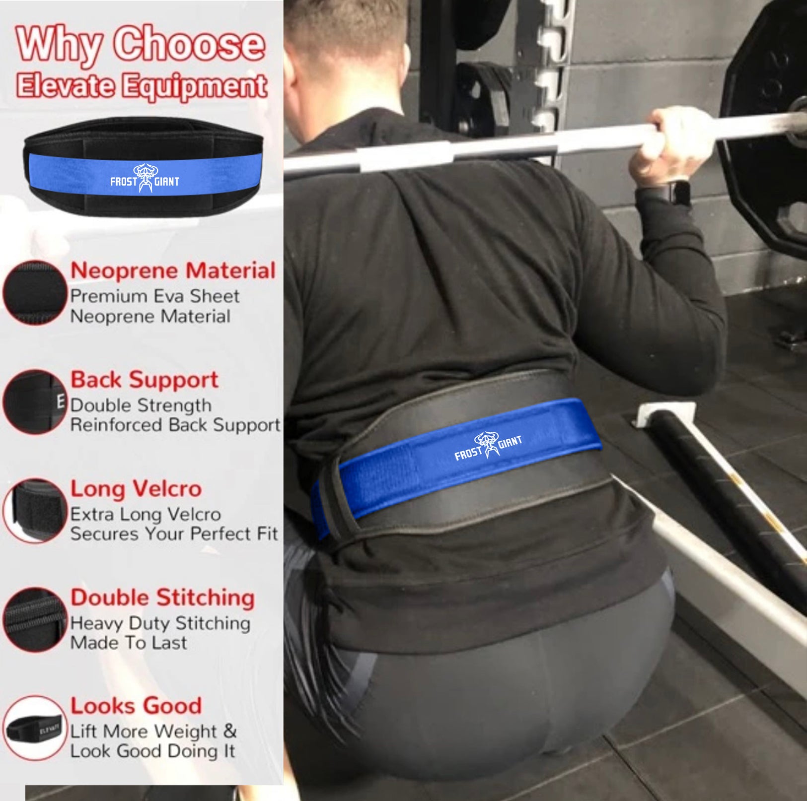 Cintura Sollevamento Pesi In Neoprene Blu | Supporto Lombare Palestra | Fascia Fitness Donna